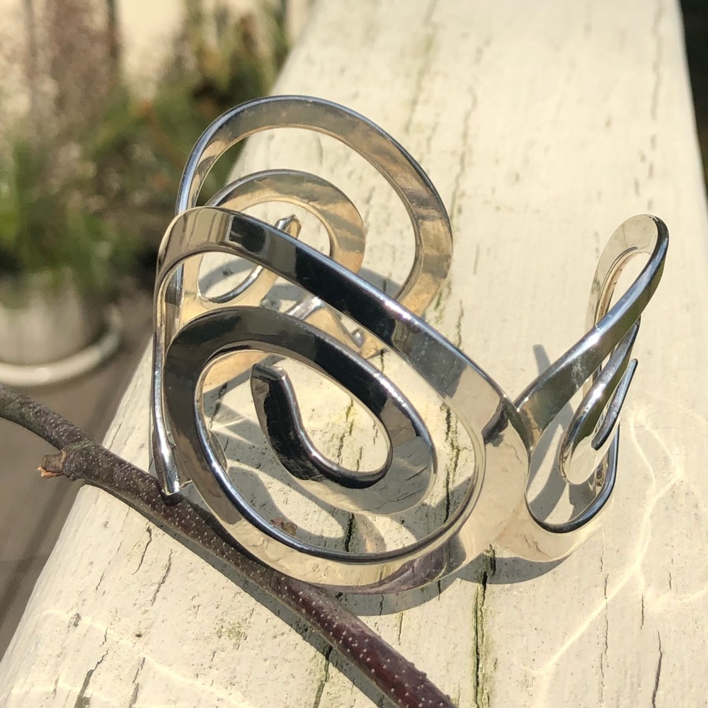 Sterling Silver Swirl Cuff Bracelet - Picture 2 of 5